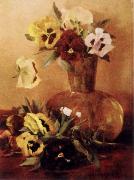 Hirst, Claude Raguet Pansies in a Glass Vase Germany oil painting reproduction